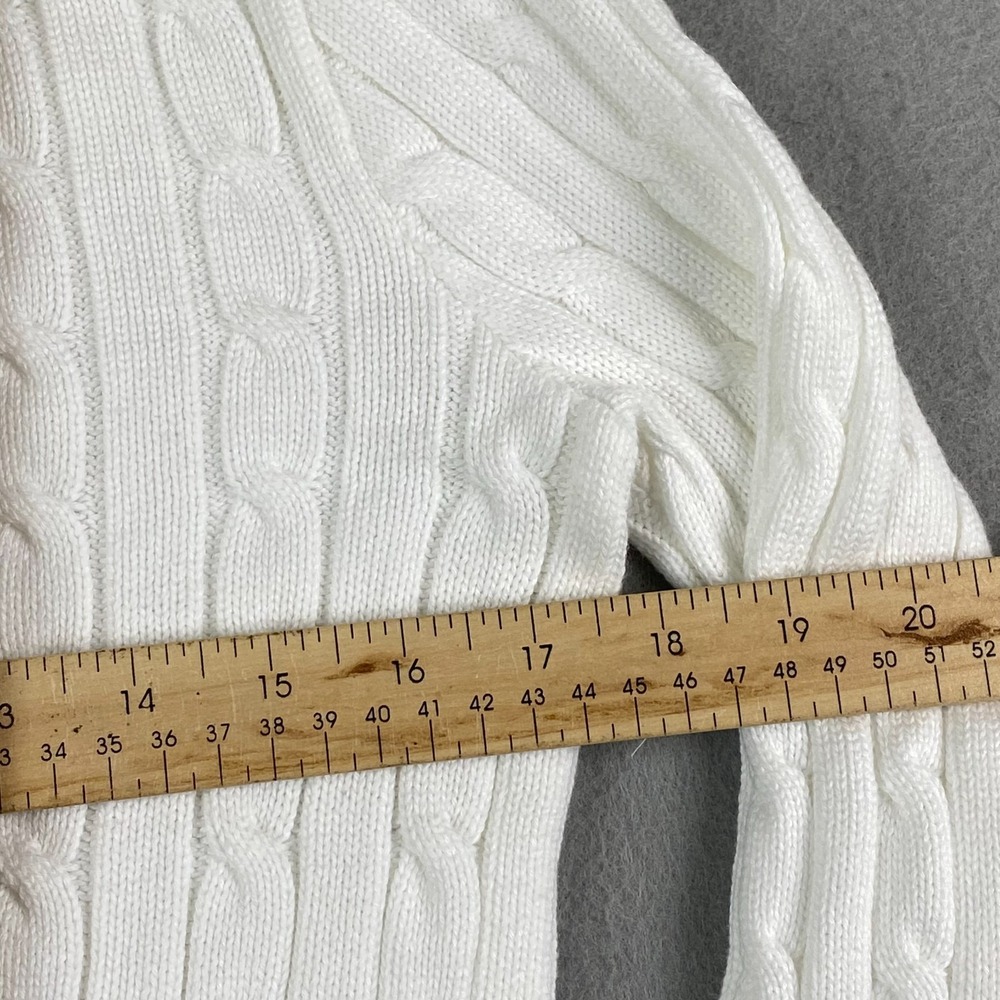 Polo Ralph Lauren Womens Cable Knit Long Sleeve Sweater White Small Preppy pony - Picture 15 of 16